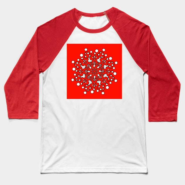 Red Mushrooms Baseball T-Shirt by SartorisArt1